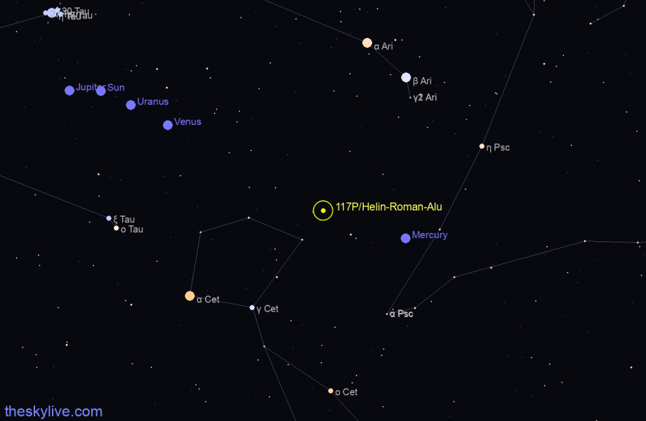 Finder chart of 117P/Helin-Roman-Alu in Pisces on April,26 2024