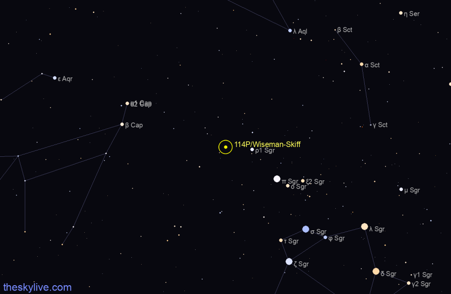Finder chart of 114P/Wiseman-Skiff in Sagittarius on November,29 2023
