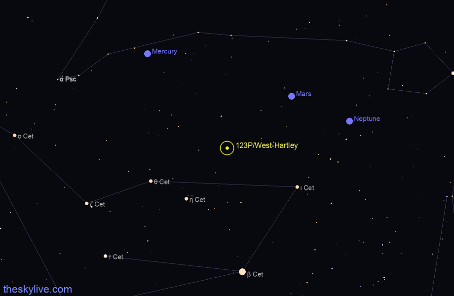Finder chart of 123P/West-Hartley in Aquarius on March,26 2023