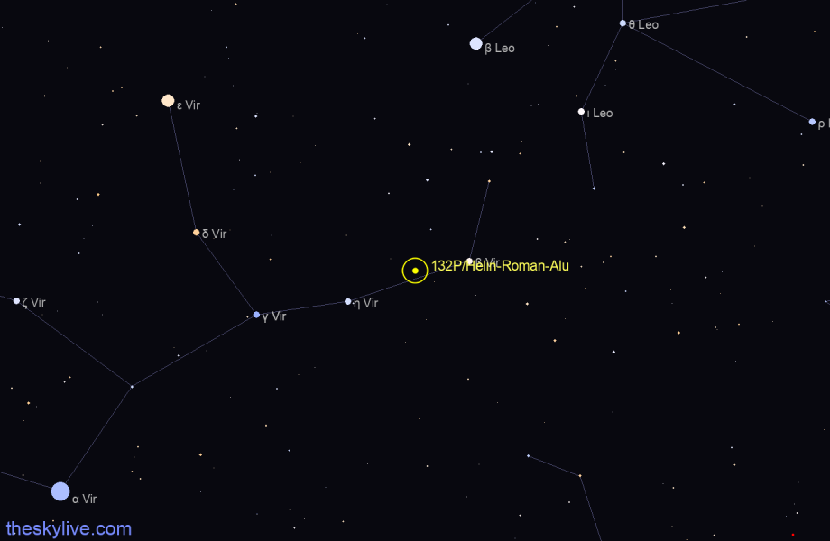 Finder chart of 132P/Helin-Roman-Alu 2 in Leo on March,22 2023