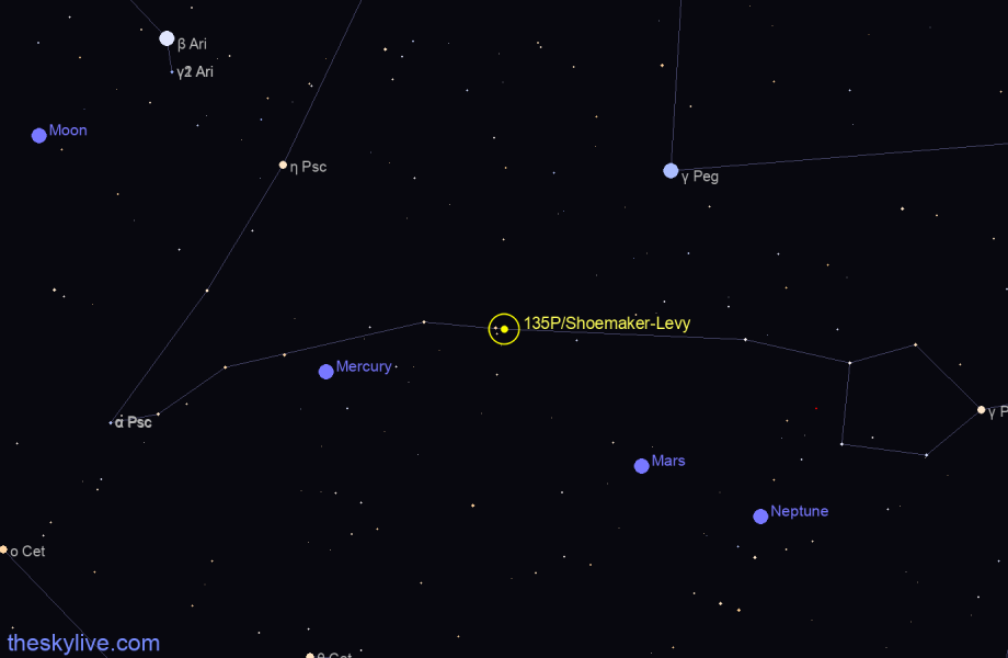 Finder chart of 135P/Shoemaker-Levy 8 in Ophiucus on August,16 2022