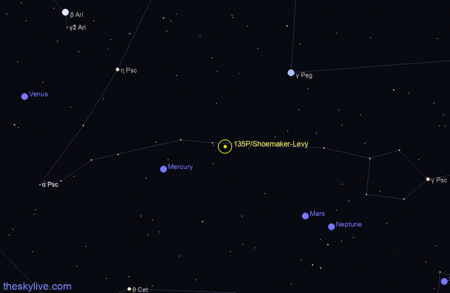 Finder chart of 135P/Shoemaker-Levy 8 in Capricornus on January,31 2023
