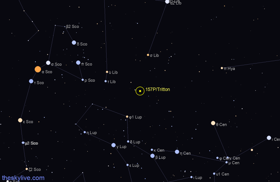 Finder chart of 157P/Tritton in Virgo on September,25 2023