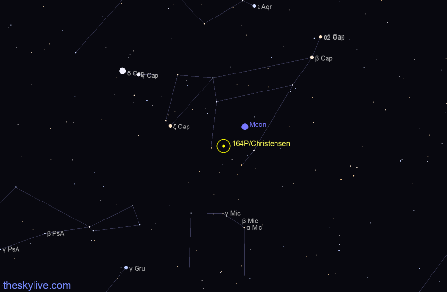 Finder chart of 164P/Christensen in Scorpius on October,05 2022
