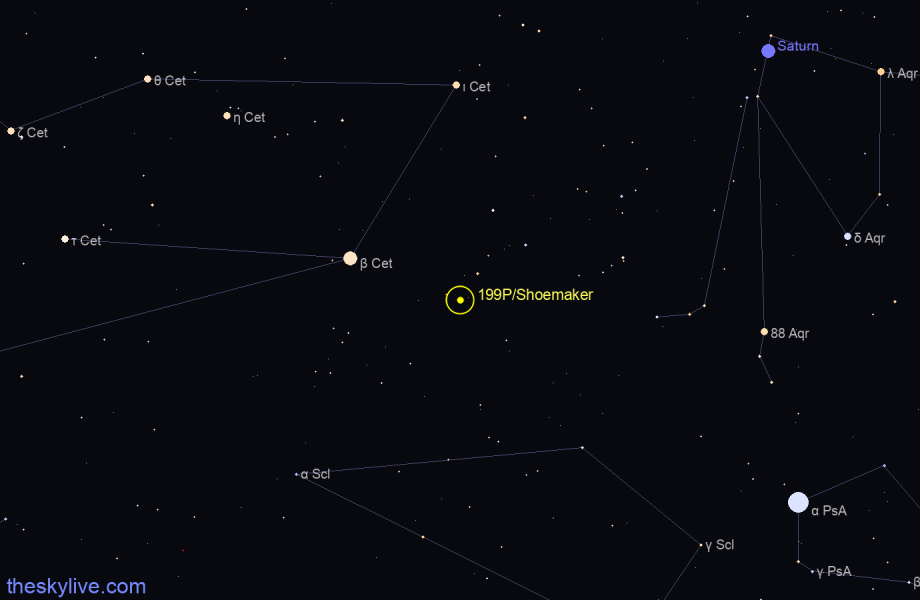 Finder chart of 199P/Shoemaker in Pisces Austrinus on February,22 2024