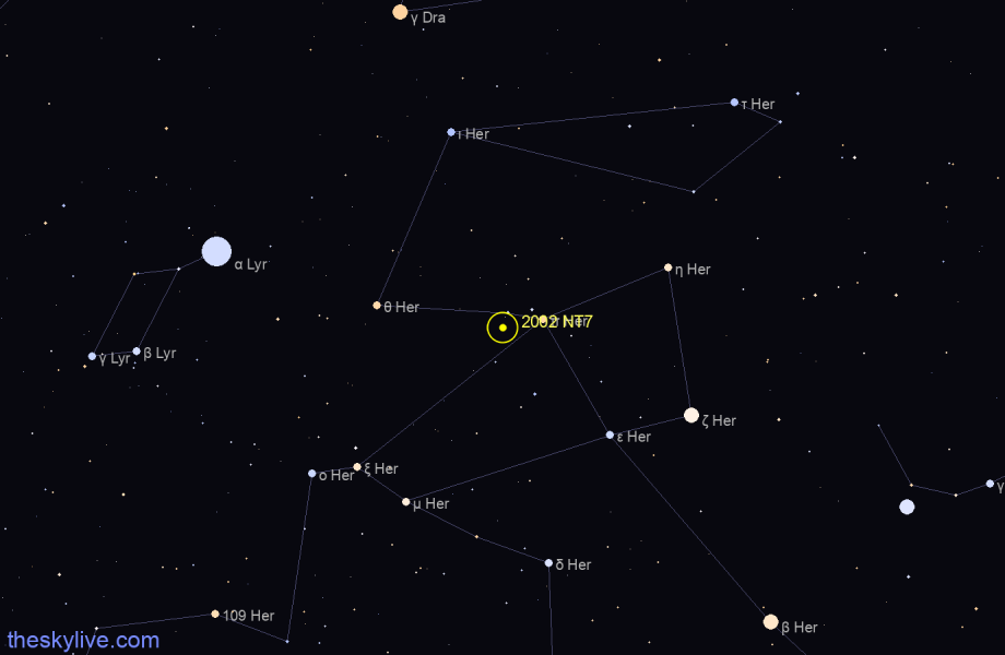 Finder chart of 2002 NT7 in Ophiucus on September,26 2022