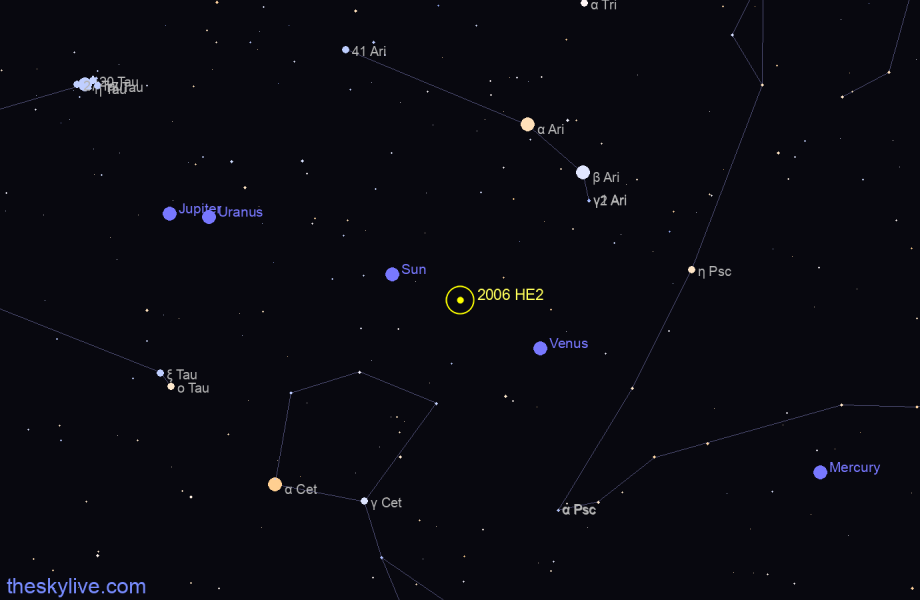 Finder chart of 2006 HE2 in Capricornus on January,29 2023