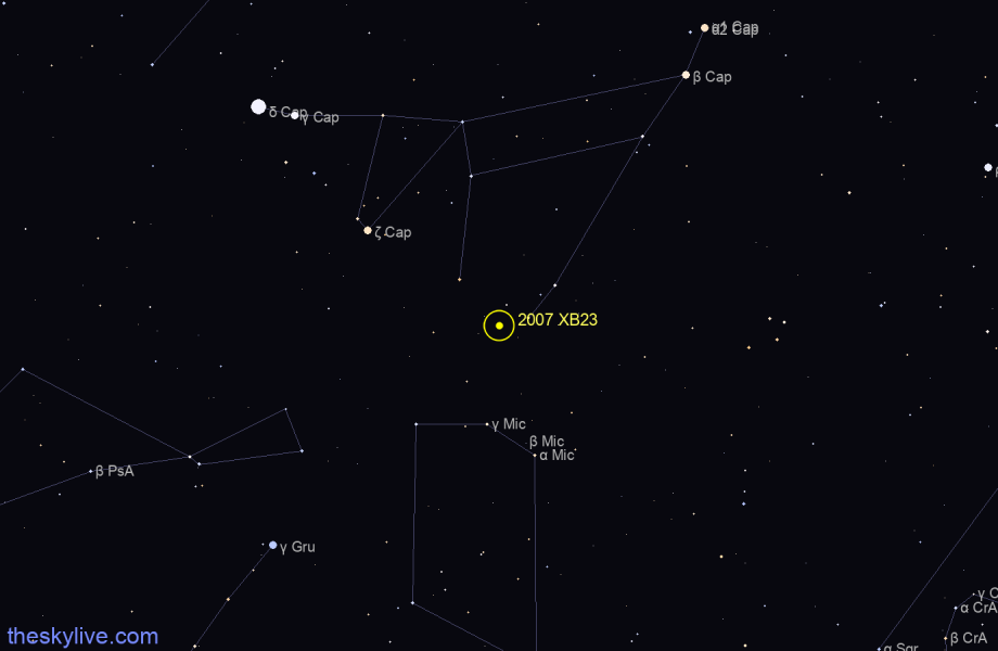 Finder chart of 2007 XB23 in Auriga on September,28 2023