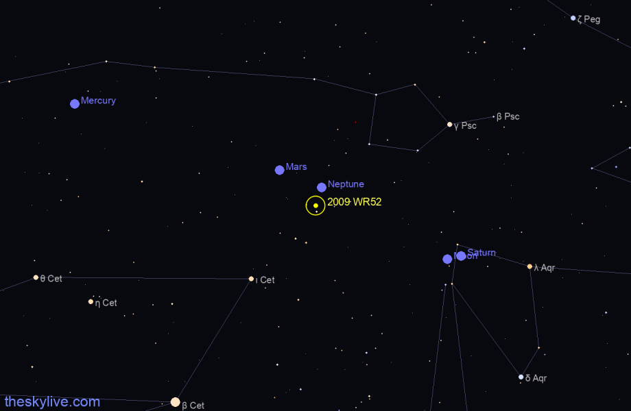 Finder chart of 2009 WR52 in Virgo on December,03 2022
