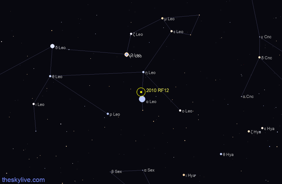 Finder chart of 2010 RF12 in Capricornus on December,01 2023