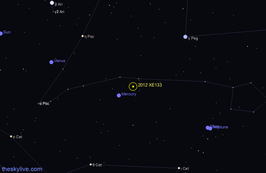 Finder chart of 2012 XE133 in Gemini on May,27 2022