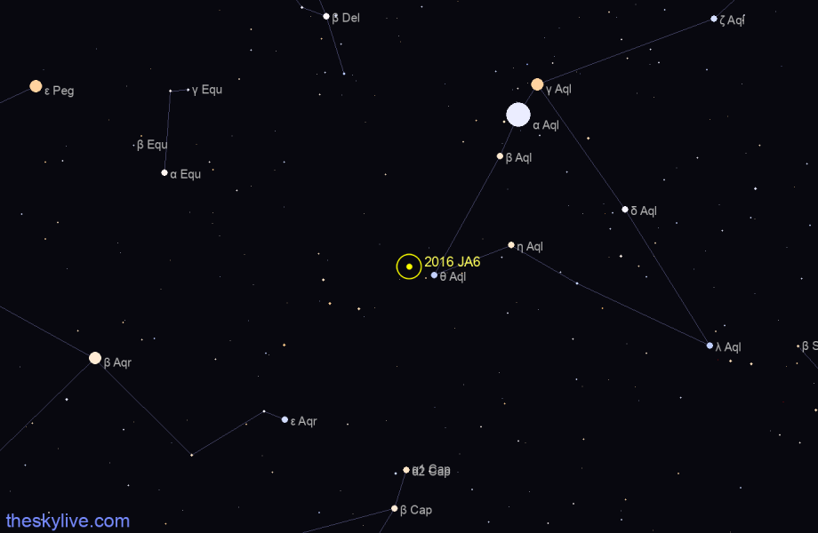Finder chart of 2016 JA6 in Gemini on October,02 2022