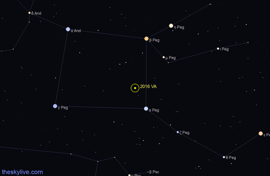 Finder chart of 2016 VA in Cygnus on October,03 2022