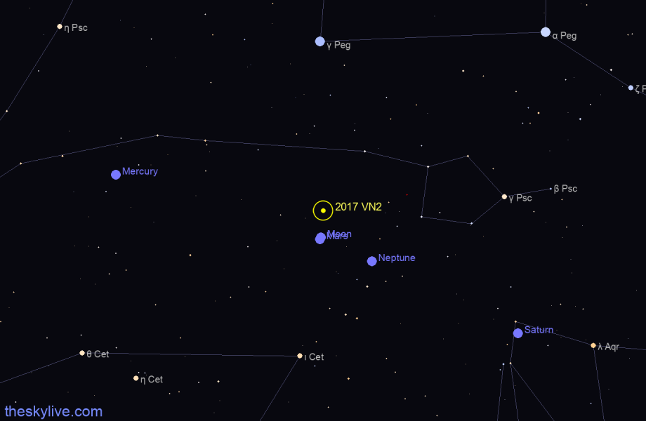 Finder chart of 2017 VN2 in Sagittarius on October,03 2022
