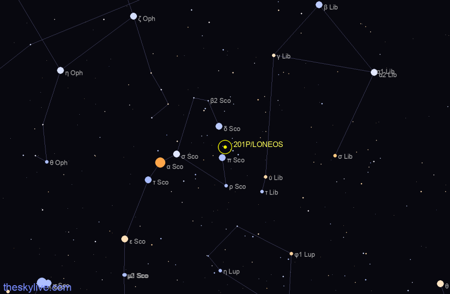 Finder chart of 201P/LONEOS in Virgo on September,26 2022