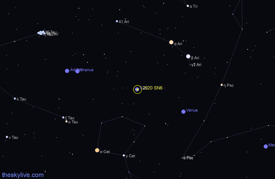 Finder chart of 2020 SN6 in Libra on September,25 2022