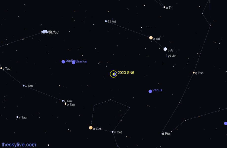 Finder chart of 2020 SN6 in Virgo on September,22 2023