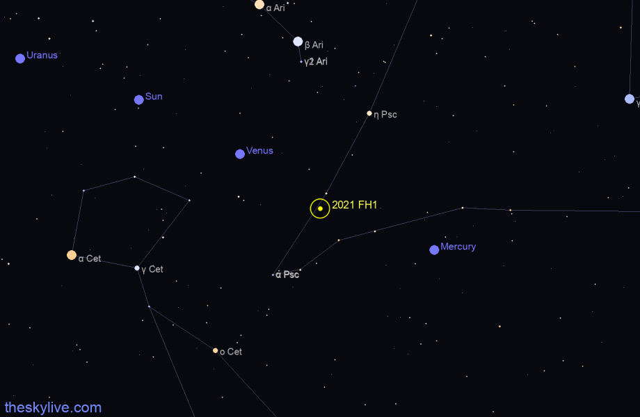 Finder chart of 2021 FH1 in Gemini on May,24 2022