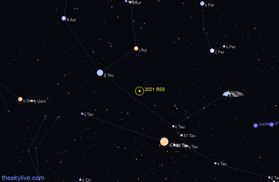 Finder chart of 2021 RS5 in Ophiucus on October,01 2022
