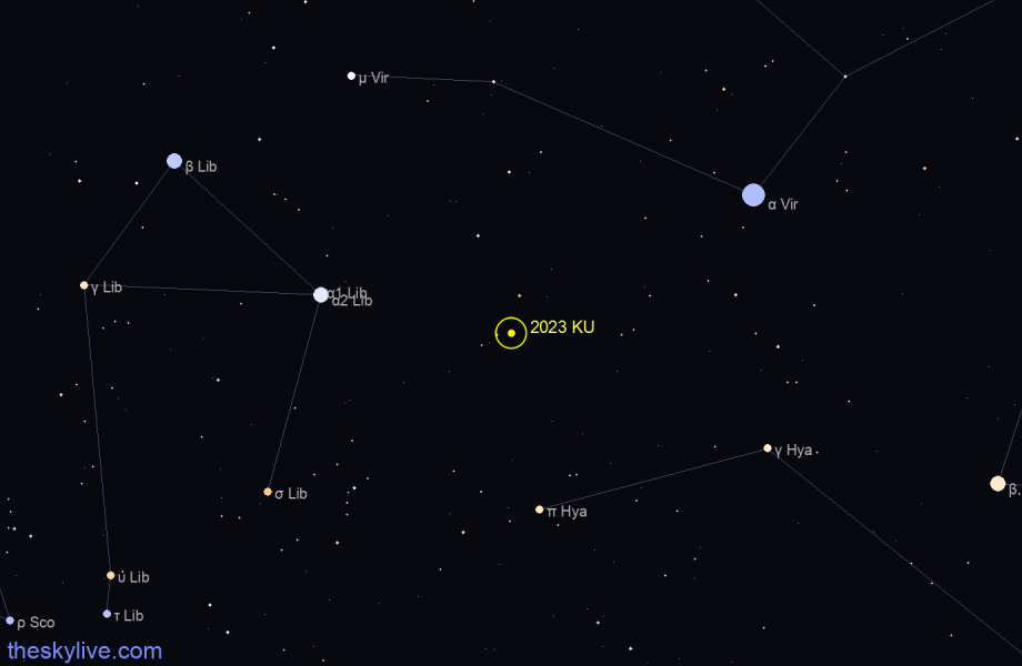 Finder chart of 2023 KU in Aquarius on February,23 2024