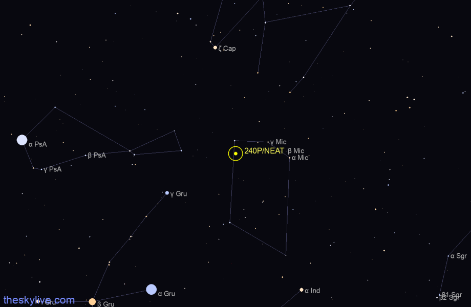 Finder chart of 240P/NEAT in Sagittarius on November,28 2023