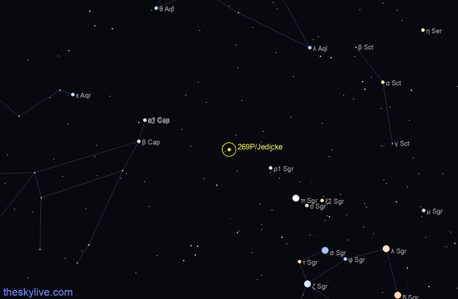 Finder chart of 269P/Jedicke in Sagittarius on October,02 2022