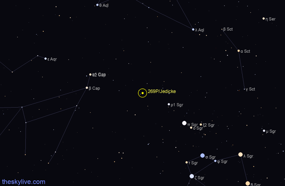 Finder chart of 269P/Jedicke in Sagittarius on November,30 2023