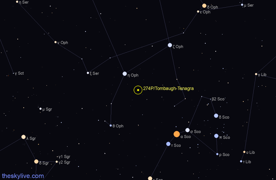 Finder chart of 274P/Tombaugh-Tenagra in Virgo on October,05 2022