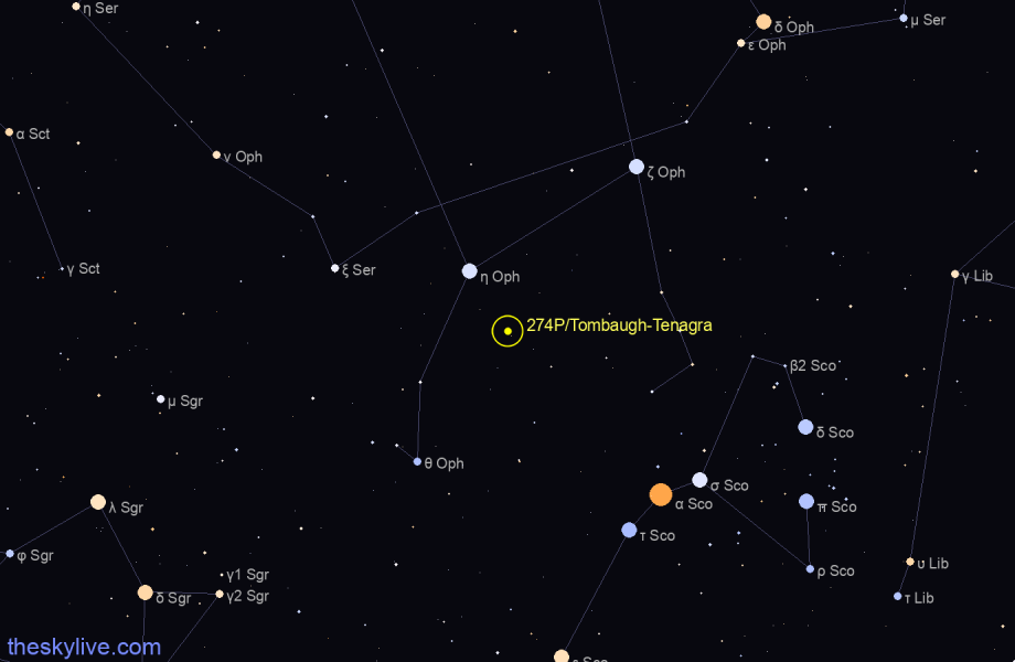 Finder chart of 274P/Tombaugh-Tenagra in Virgo on March,22 2023