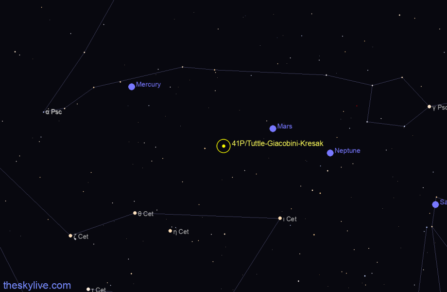 Finder chart of 41P/Tuttle-Giacobini-Kresak in Aquarius on June,04 2023