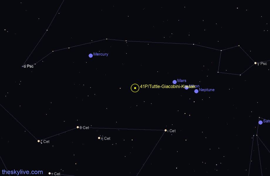 Finder chart of 41P/Tuttle-Giacobini-Kresak in Aquarius on February,29 2024