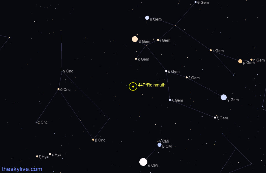 Finder chart of 44P/Reinmuth 2 in Taurus on March,30 2023