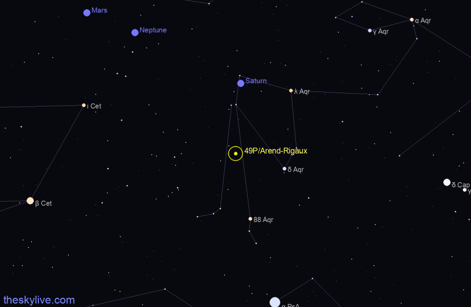 Finder chart of 49P/Arend-Rigaux in Sagittarius on October,02 2023