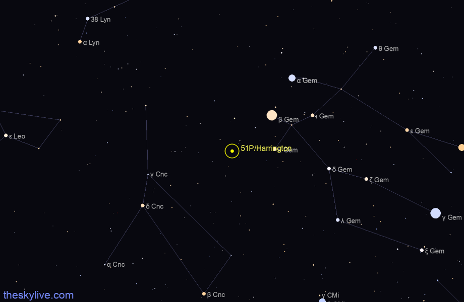 Finder chart of 51P/Harrington in Aquarius on September,24 2022