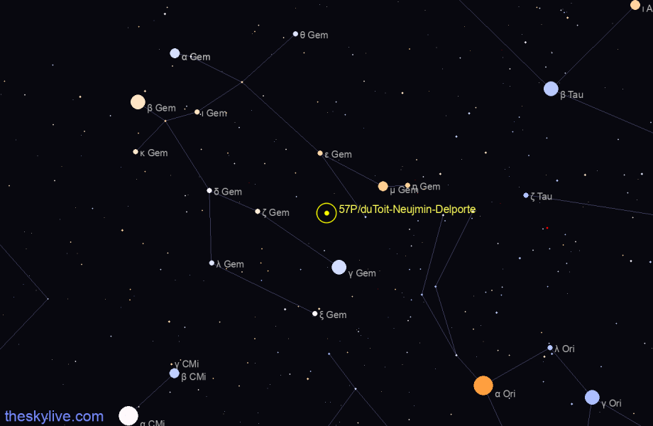 Finder chart of 57P/duToit-Neujmin-Delporte in Taurus on September,30 2022