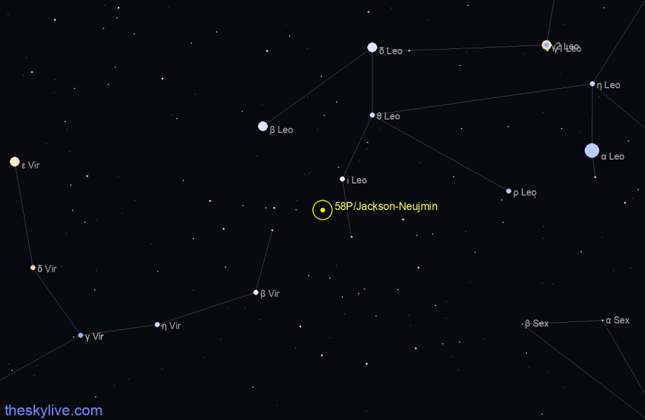 Finder chart of 58P/Jackson-Neujmin in Leo on October,01 2022