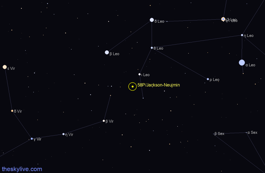 Finder chart of 58P/Jackson-Neujmin in Leo on December,10 2022
