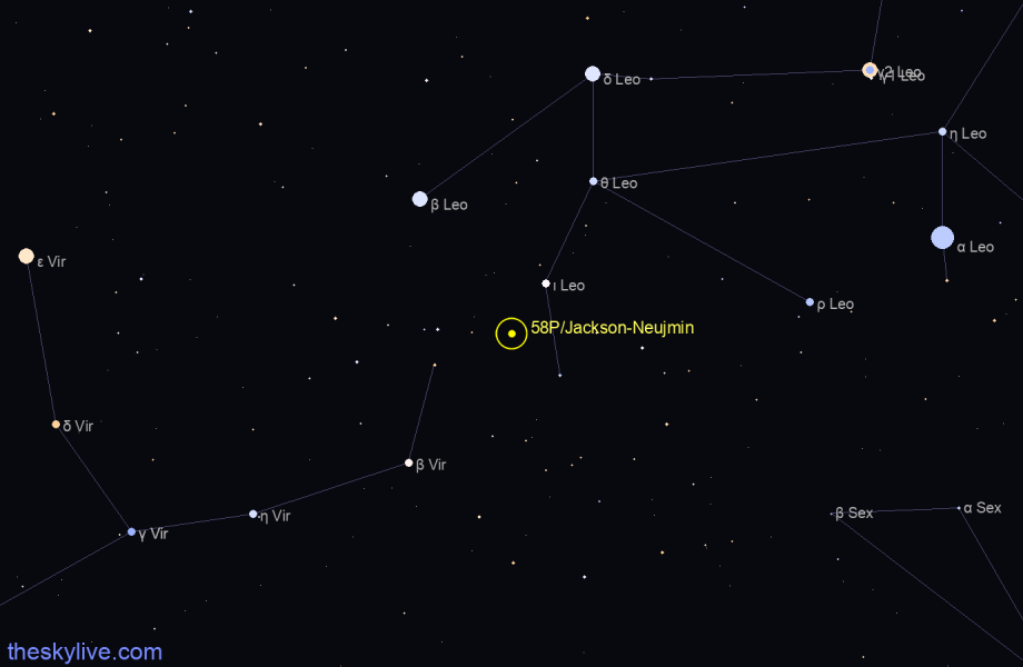 Finder chart of 58P/Jackson-Neujmin in Virgo on November,29 2023