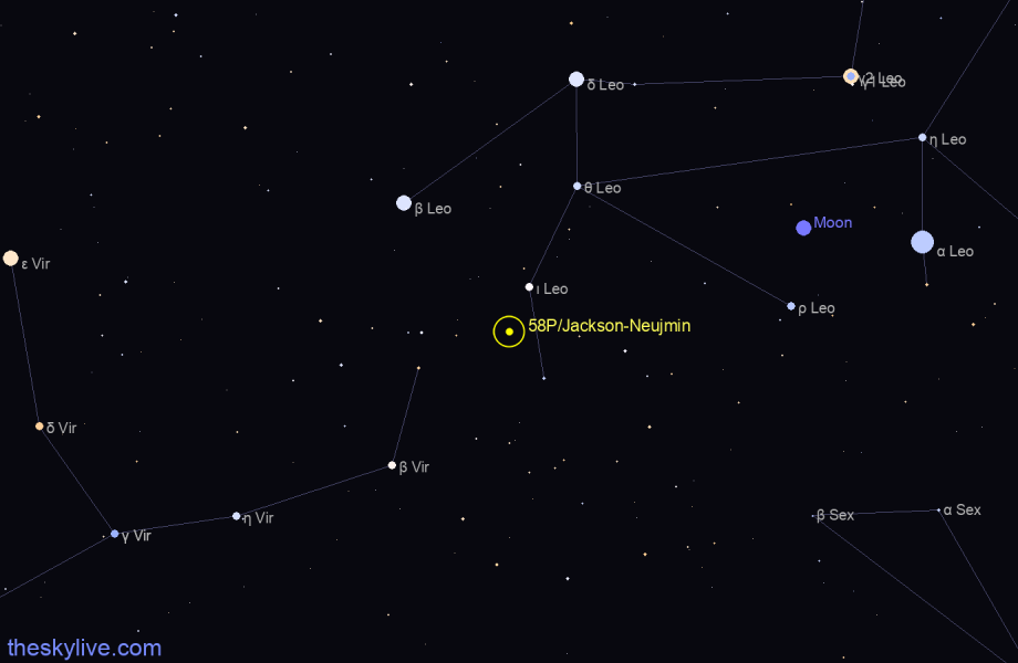 Finder chart of 58P/Jackson-Neujmin in Leo on April,27 2024