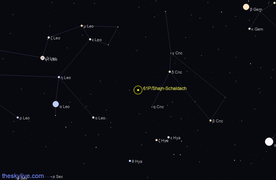 Finder chart of 61P/Shajn-Schaldach in Taurus on March,27 2023
