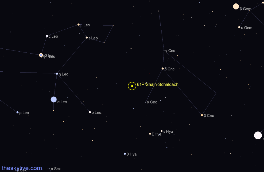 Finder chart of 61P/Shajn-Schaldach in Orion on June,03 2023