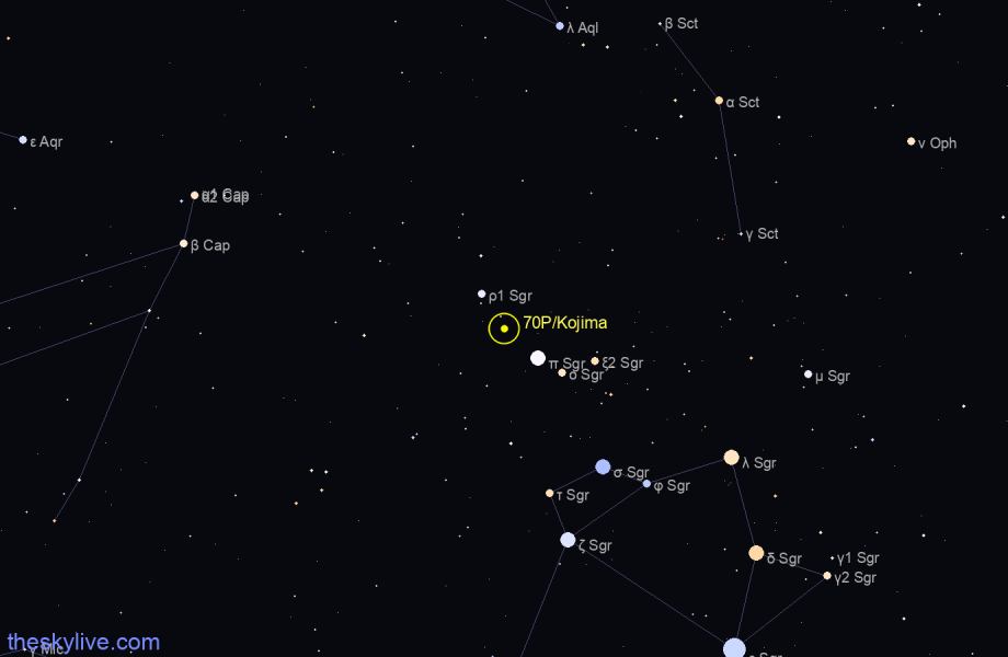 Finder chart of 70P/Kojima in Sagittarius on April,26 2024