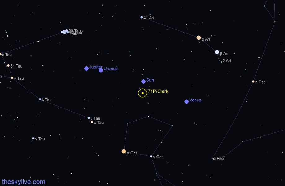 Finder chart of 71P/Clark in Virgo on September,28 2022