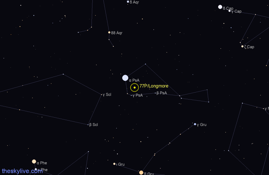 Finder chart of 77P/Longmore in Pisces Austrinus on April,26 2024