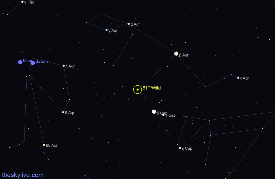 Finder chart of 81P/Wild 2 in Scorpius on February,06 2023