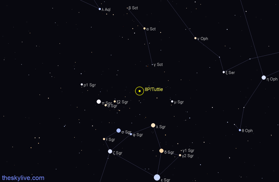 Finder chart of 8P/Tuttle in Scorpius on October,02 2022
