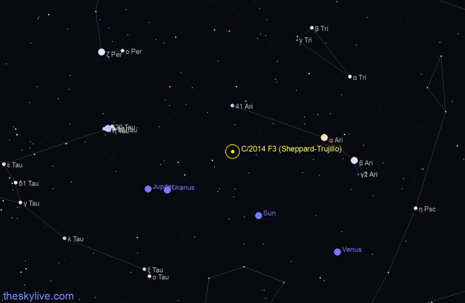 Finder chart of C/2014 F3 (Sheppard-Trujillo) in Pisces on May,16 2022