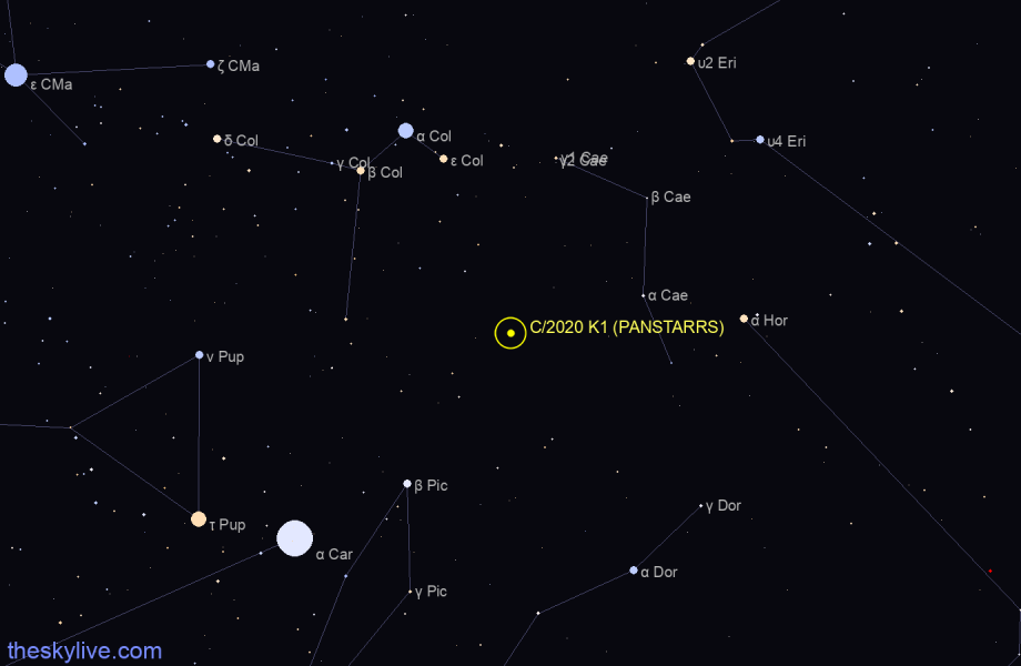 Finder chart of C/2020 K1 (PANSTARRS) in Hercules on May,23 2022