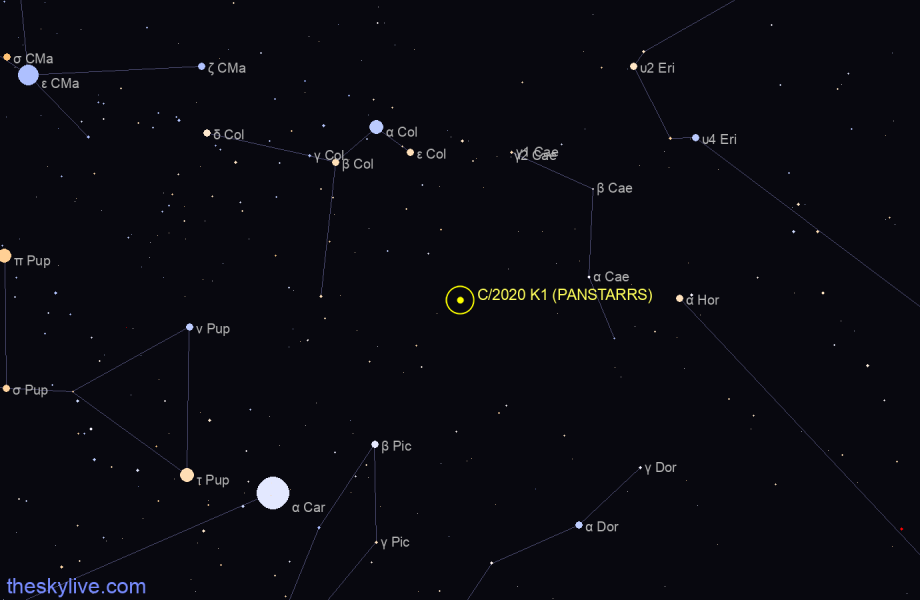Finder chart of C/2020 K1 (PANSTARRS) in Sagittarius on February,06 2023