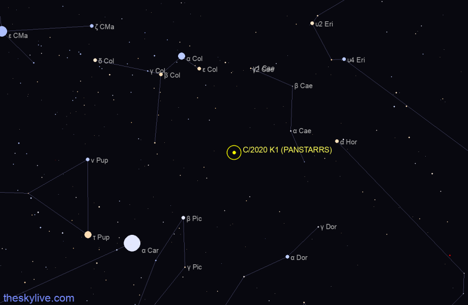 Finder chart of C/2020 K1 (PANSTARRS) in Pavo on June,04 2023
